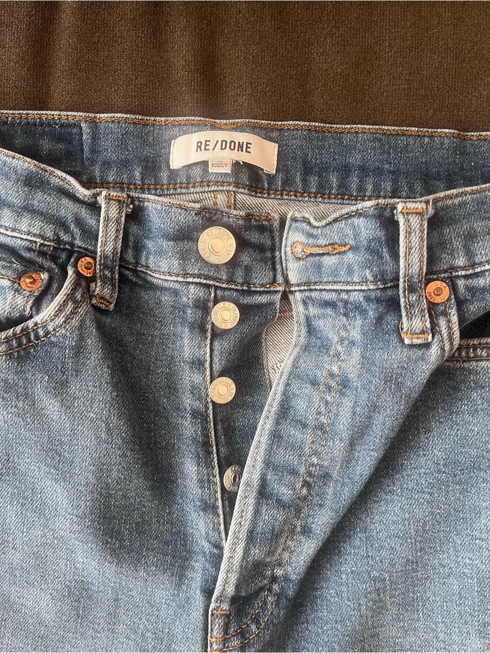 Re/Done Straight-Leg Mid-Blue Women's High-waisted Capri Jeans - Picture 3 of 4